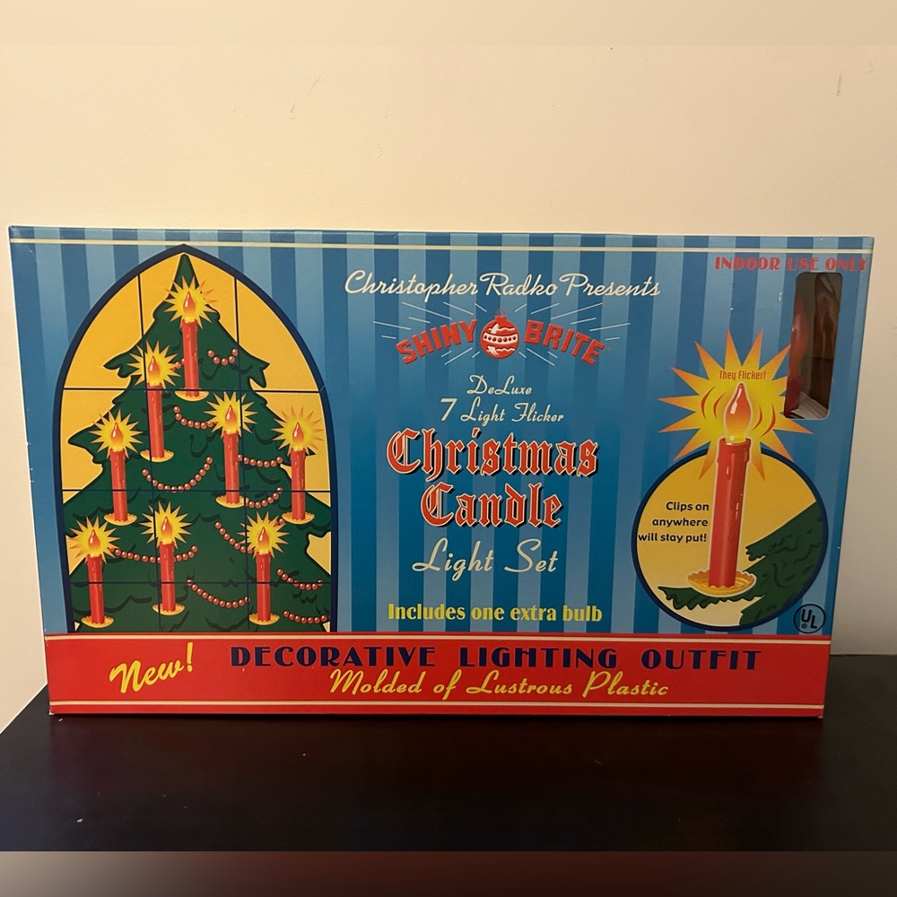 Shiny Bright Christopher Radko CHRISTMAS CANDLE LIGHT SET that flickers